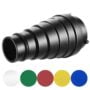 Neewer Medium Aluminium Alloy Conical Snoot Kit with Honeycomb Grid and 5 Pieces Color Gel