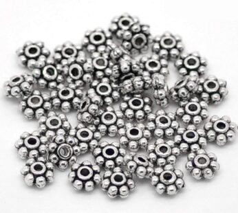 Honbay 200pcs 4mm Antique Silver Daisy Spacer Metal Beads for Jewelry Making