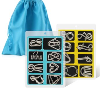 Coogam Metal Wire Puzzle Set of 16 with Pouch,Brain Teaser IQ Test Disentanglemen Iron Lin