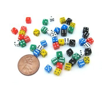 Koplow Games 1816x 50 Six Sided D6 .197″ Die Small Tiny Mini Miniature Multicolored Dice,