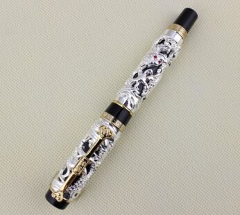 Gullor Advanced Fountain Pen Jinhao Chinese Dragon Bronze White with Black Heavy Gift Pen