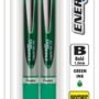 Pentel EnerGel RTX Retractable Liquid Gel Pen, Bold Line, Metal Tip, Green Ink 2-Pack (BL8