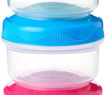 Sistema To Go Collection Mini Bites Small Food Storage Containers, 4.39 oz./130 mL, Pink/G