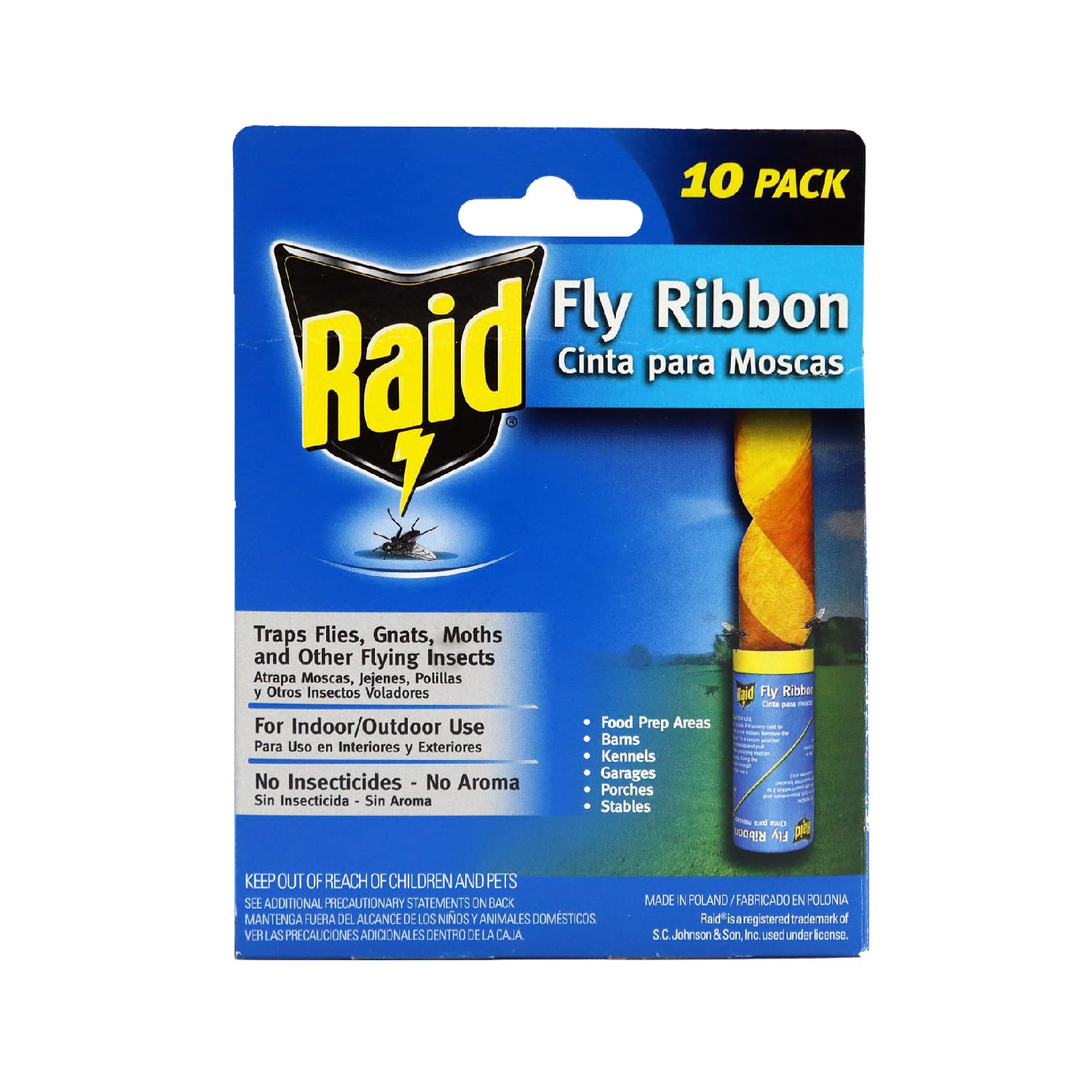 Raid Fly Ribbon, Fly Traps for Indoors and Outdoors, Bug Trap for Flying Insects, Pack of - Image 2