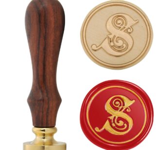 S Wax Seal Stamp, Yoption Vintage Retro Brass Head Wooden Handle Gothic Font Letter S Init