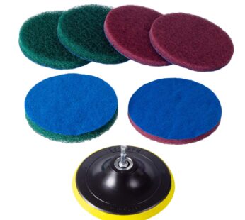 Kichwit 5 Inch Drill Powered Brush Tile Scrubber Scouring Pads, 2 Different Stiffness, 5-I