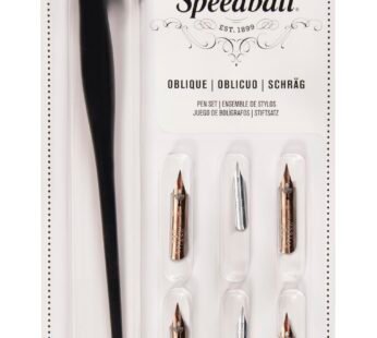 Speedball Oblique Pen Set – 1 Penholder w/ 4 Nibs, 2 Pen Points