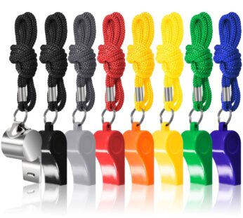 FineGood 7 Pack Plastic Coaches Referee Whistles with Lanyards, 1 Pcs Stainless Steel Meta