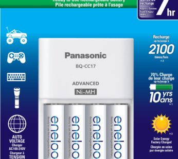 Panasonic K-KJ17MCA4BA Advanced Individual Cell Battery Charger Pack with 4 AA eneloop 210