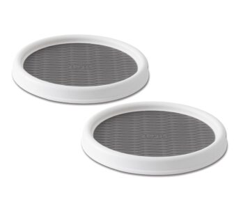 Copco Non-Skid Pantry Cabinet Lazy Susan Turntable, 9-Inch, White/Gray 2