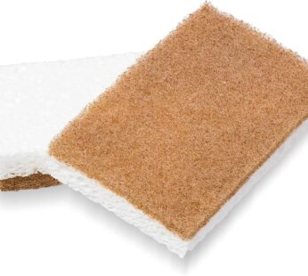 Full Circle In A Nutshell Walnut Scrubber Sponges ? Pack of 2 Non-Scratch Natural Kitchen