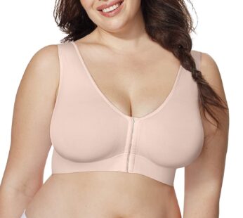 JUST MY SIZE womens Pure Comfort Front Close Wirefree Mj1274 Bra, Sandshell, 6X US