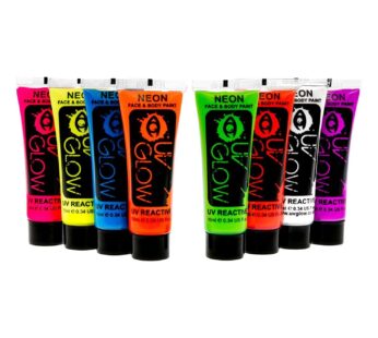 Uv Glow Blacklight Face and Body Paint 0.34oz – Set of 8 Tubes – Neon Fluorescent (All Col