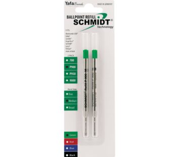 Schmidt P900 Ballpoint Tc Ball Parker Style Refill Medium, Green, 2 Pack Blister (SC58138)