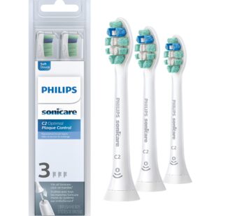 Philips Sonicare Genuine C2 Optimal Plaque Control Toothbrush Heads, 3 Brush Heads, White,
