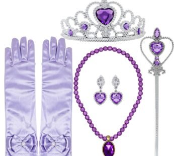 Tacobear Princess Dress up Accessories 5 Pieces Gift Set for Sofia Rapunzel Crown Scepter