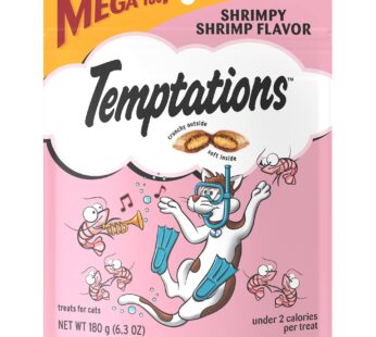 TEMPTATIONS Classic Crunchy and Soft Cat Treats Shrimpy Shrimp Flavor, 6.3 oz. Pouch