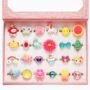 PinkSheep Little Girl Jewel Rings in Box, Adjustable, No Duplication, Girl Pretend Play an