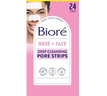 Bior? Nose+Face Blackhead Remover Pore Strips, 12 Nose + 12 Face Strips for Chin or Forehe