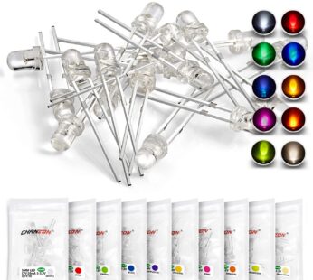 CHANZON 100pcs (10 Colors x 10pcs) 3mm LED Diode Lights Assortment (Clear Transparent Lens