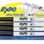 EXPO Low-Odor Dry Erase Markers, Ultra-Fine Tip, Black, 4 Count