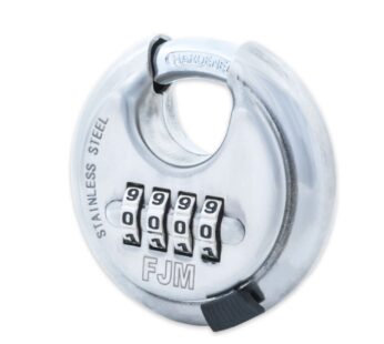 FJM Security Products SX-790 4-Dial Combination Disc Padlock with Shielded Hardened Steel