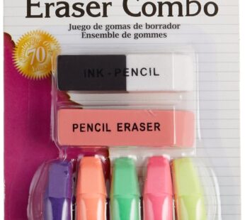 Charles Leonard Pencil Eraser Combo Pack, Includes 1 Pen/Ink Eraser, 1 Pink Pencil Eraser