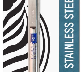 Zebra Pen F-301 Retractable Ballpoint Pen, Stainless Steel Barrel, Fine Point, 0.7mm, Blue