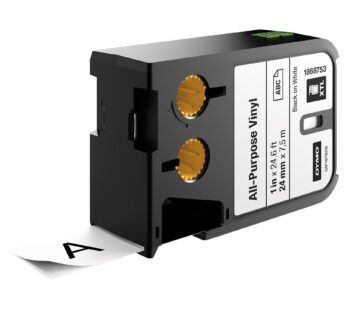 DYMO XTL All-Purpose Vinyl Labels, 1/2″ x 23′, Black on Clear