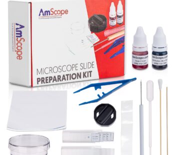 AmScope Microscope Slide Preparation Kit Including Slides, Stains