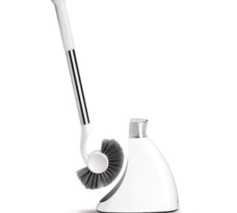 simplehuman Toilet Brush with Caddy, Stainless Steel, White
