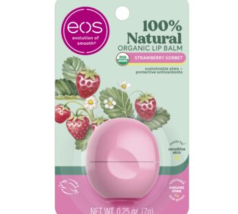 eos 100% Natural & Organic Lip Balm- Strawberry Sorbet, All-Day Moisture, Dermatologist Re