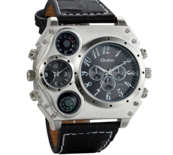 Avaner Mens Big Face Watch, Dual Time Zone Leather Strap Sport Watch, Analog Quartz Wrist