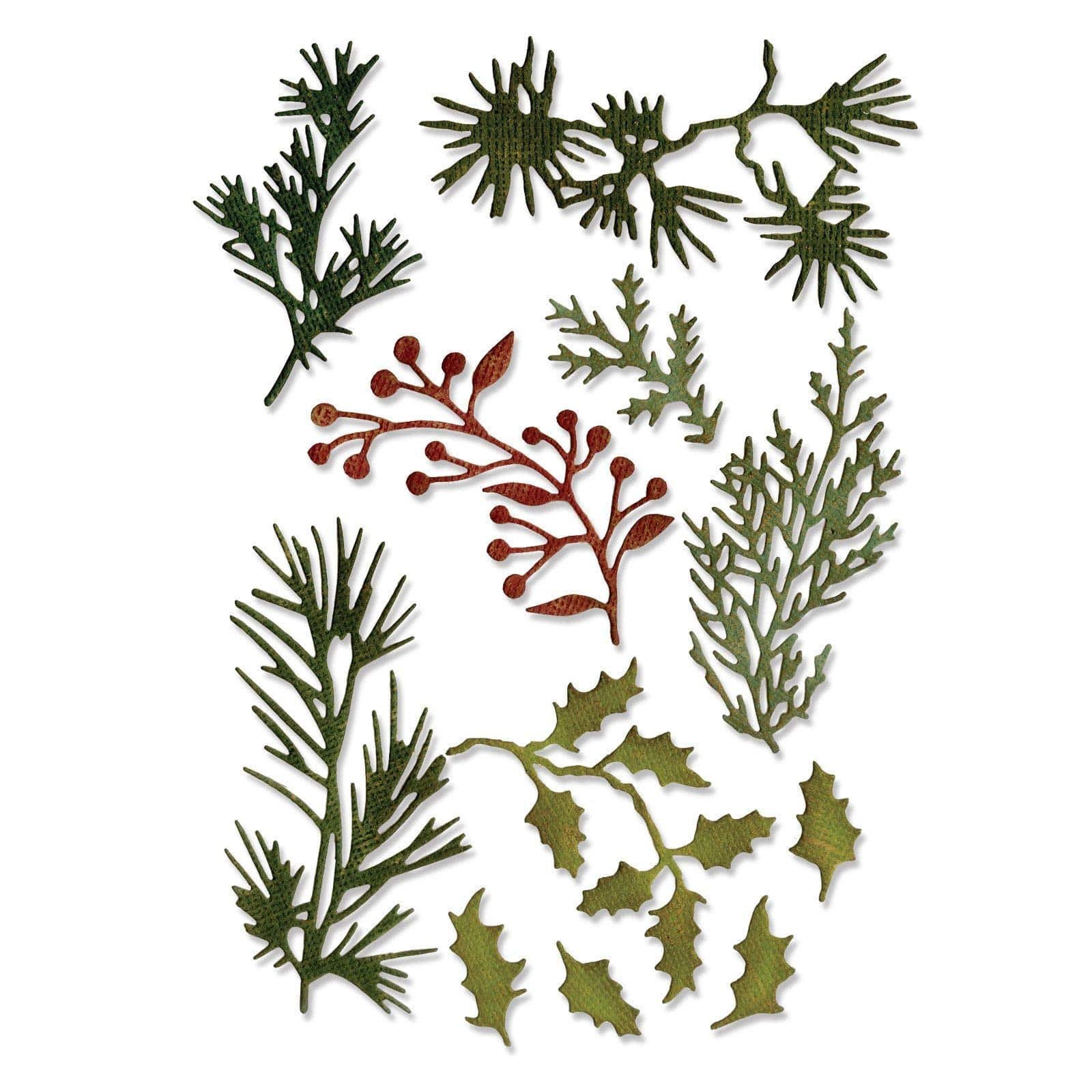 Sizzix Thinlits Die Set 661597, Holiday Greens, Mini by Tim Holtz, 11 Pack, One Size, Mult - Image 2