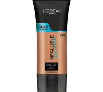 L’Oreal Paris Makeup Infallible Up to 24HR Pro-Glow Foundation, Buff Beige, 1 Fl oz