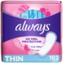 Always Thin Daily Panty Liners For Women, Light Absorbency, Unscented, 162 Count (Packagin