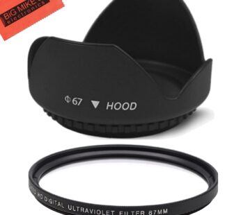 67mm Digital Tulip Flower Lens Hood and 67mm UV Filter for Nikon CoolPix P900, P950 Digita
