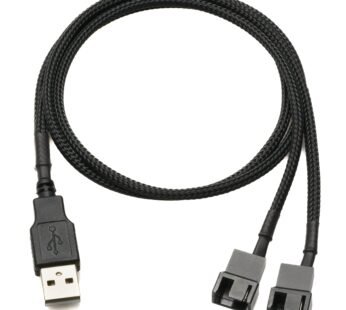 CRJ 5V USB Dual PC Fan Power Adapter Cable – 24-inch (60cm), Black Sleeved – Silent Fan Sp