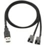 CRJ 5V USB Dual PC Fan Power Adapter Cable - 24-inch (60cm), Black Sleeved - Silent Fan Sp