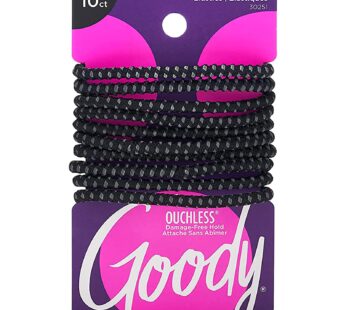 Goody Nonslip Womens Elastic Hair Tie – 10 Count, Black – 4MM for Medium Hair- Ouchless Ha