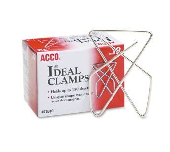 Acco Brand Ideal Paper Clamp (Butterfly Clamp), Smooth Finish, No.1 Size (Large), 12/Box (