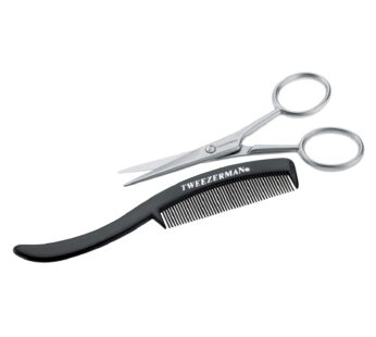 Tweezerman G.E.A.R. Moustache Scissors and Comb Model No. 72031-MG, Black