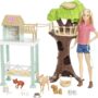 Barbie Doll & Playset, Animal Rescuer Theme with Vet Doll, 8 Animal Figures, Treehouse, Ca