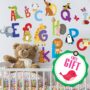 ABC Stickers Alphabet Decals - Animal Alphabet Wall Decals - Classroom Wall Decals - ABC W