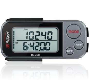 3DTriSport Walking 3D Pedometer with Clip and Strap, Free eBook | 30 Days Memory, Accurate