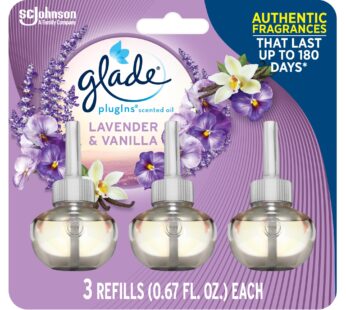 Glade PlugIns Refills Air Freshener, Scented and Essential Oils for Home and Bathroom, Lav