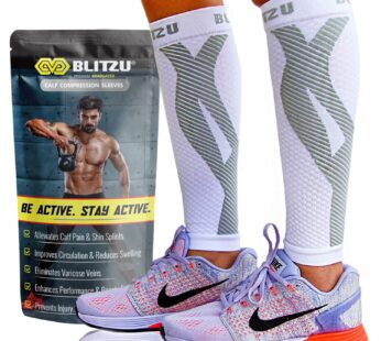 BLITZU Calf Compression Sleeves for Men and Women. Footless Compression Socks Support for