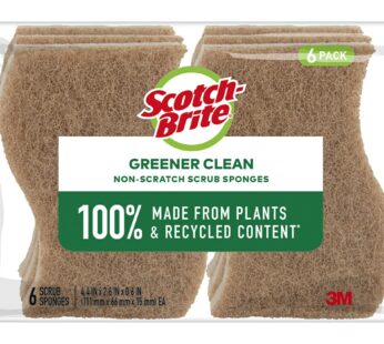 Scotch-Brite Greener Clean Scrub Sponges, Natural Sponges for Cleaning Kitchen, Bathroom,
