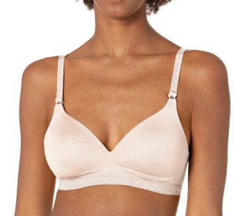 Warner’s Women’s Cloud 9 Super Soft Wireless Lightly Lined Comfort Bra 1269, Sand Shell, 3