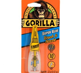 Gorilla Super Glue with Brush & Nozzle Applicator, 12 Gram, Clear, (Pack of 1)